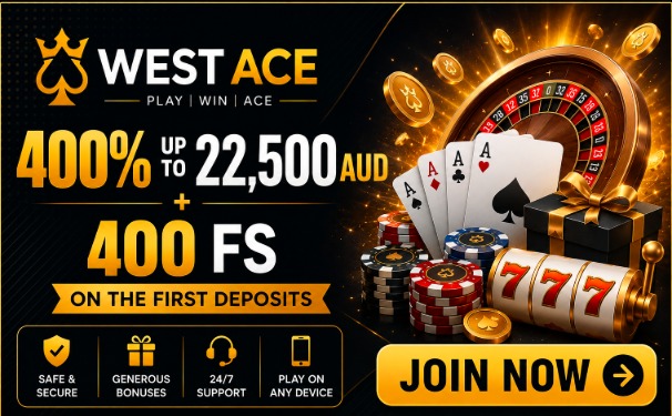 West Ace welcome offer: 400% up to 22,500 AUD plus 400 free spins